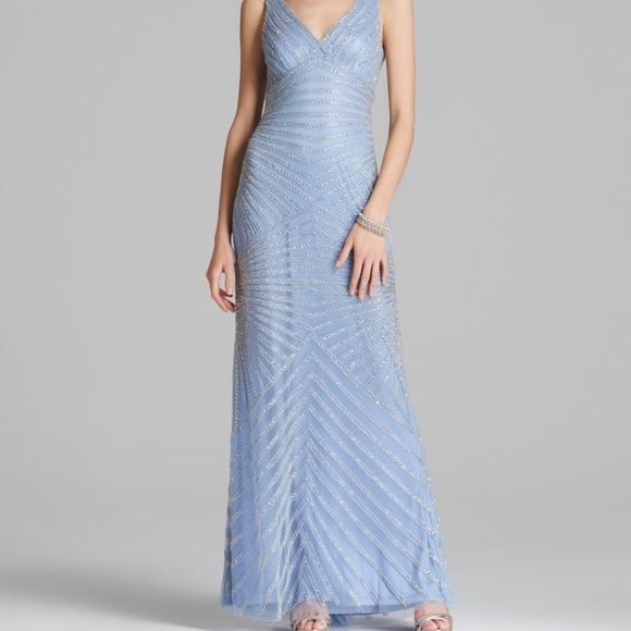 Adrianna-Papell beaded V-neck sleeveless long gown - Picture 2 of 4